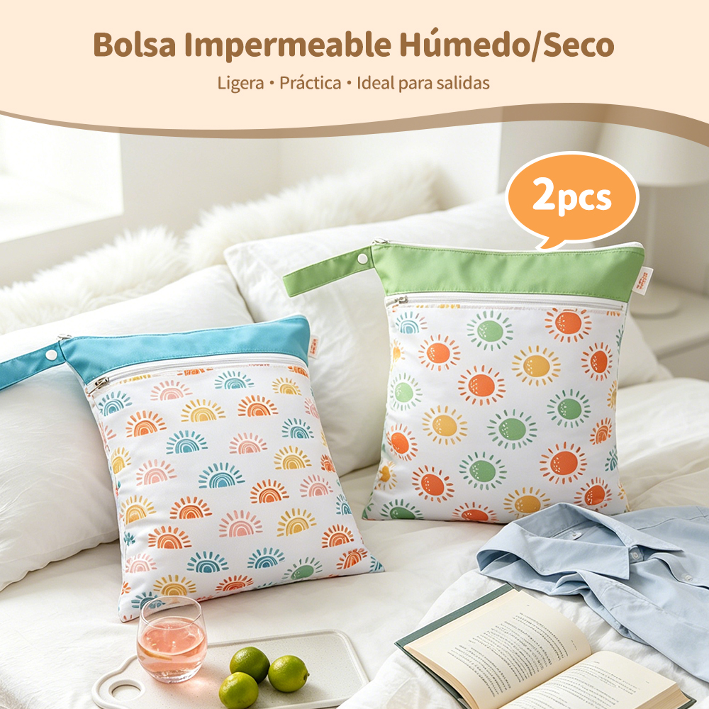 Bolsa Impermeable para Pañales Bebé Bolsa Húmedo Seco
