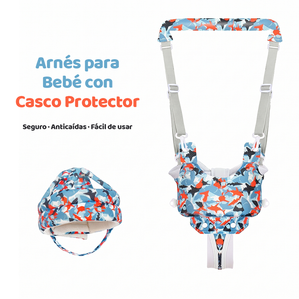 Arnés para Bebé Aprender a Caminar con Casco Protector
