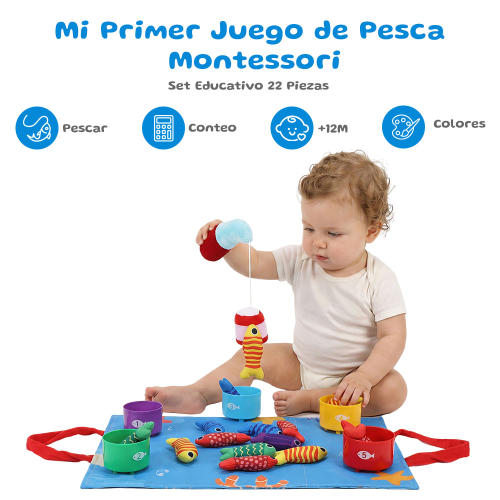 Juguete Montessori de Pesca para Bebé 22 Piezas