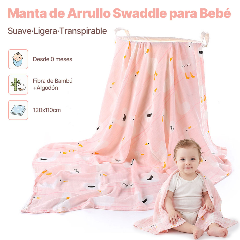 Manta de Arrullo Swaddle para Bebé Recién Nacido de Algodón y Bambú