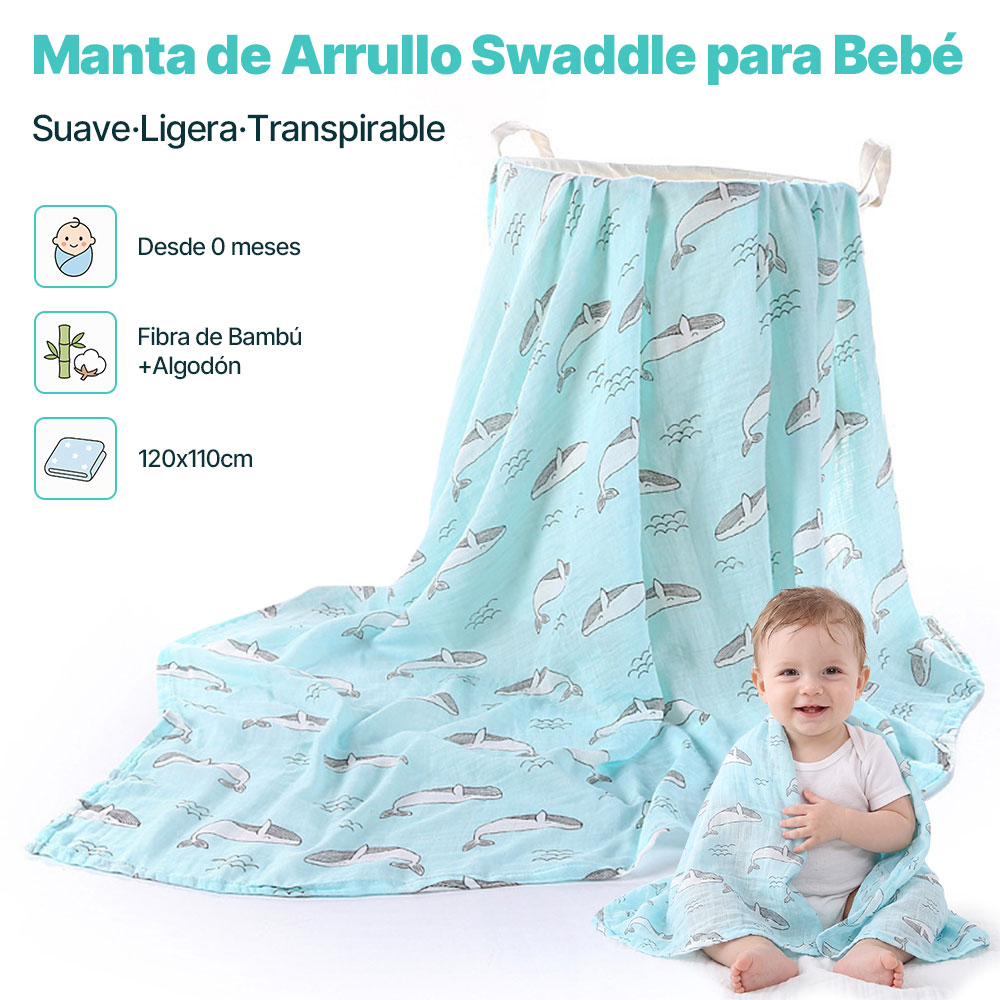 Manta de Arrullo Swaddle para Bebé Recién Nacido de Algodón y Bambú