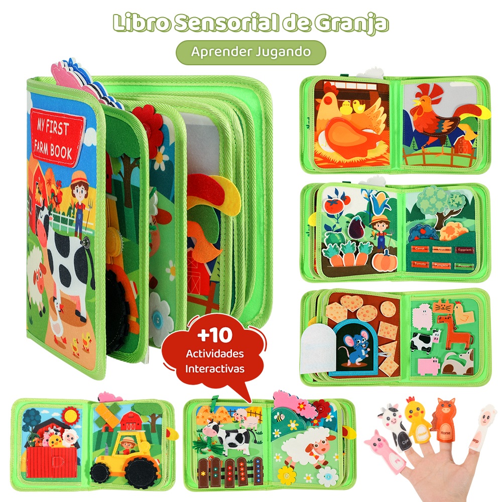 Libro Sensorial Montessori de Granja para Niños