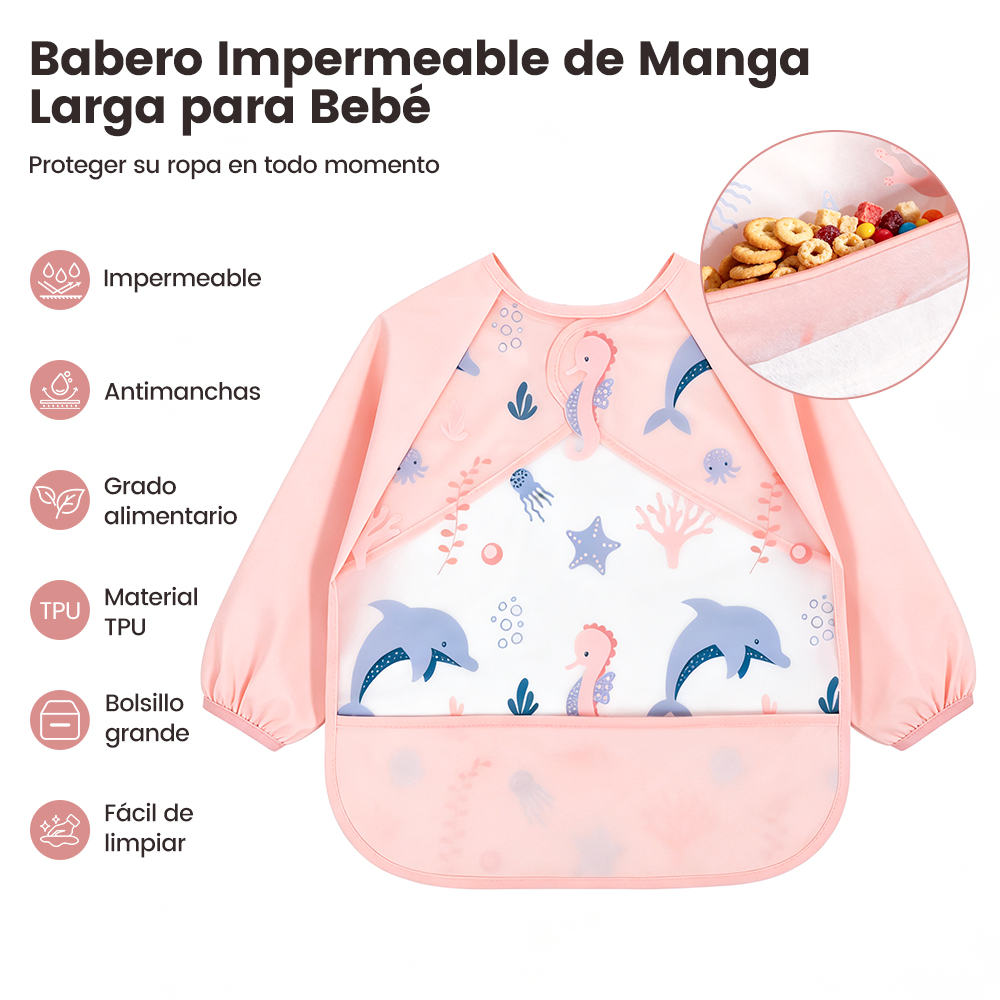 Babero Impermeable de Manga Larga para Bebé